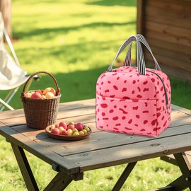 KASESSS Small Cool Bag, Lunch Bag, Women's Portable, Reusable Lunch Bag, Lunch Bag for Adults, Lunch Bag for School, Office Work, Picnic, Travel, Beach (Rose Red)