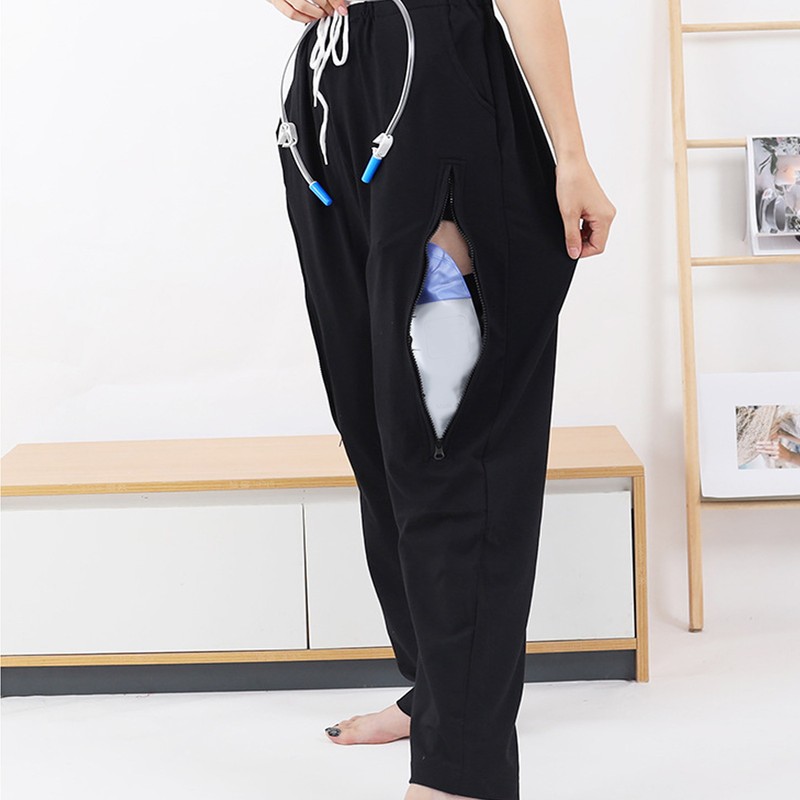 Elderly Urine Bag Pants 2 Sides Inner Pockets Long Cystostomy