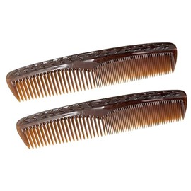 Parcelona French Bordered Large 8” Celluloid Set of 2 Toothed Pocket Hair Combs for Women and Men (Tortoise Shell)