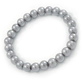 Avalaya 8mm Grey Pearl Style Single Strand Bead Flex Bracelet - 18cm L
