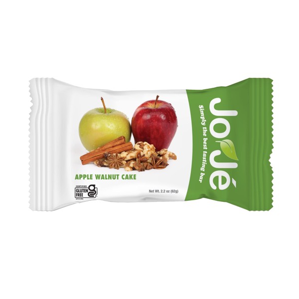 JoJe Soft Baked Real Food Energy Bars | Chef Crafted, Althete Approved | Apple Walnut Cake | Whole Food, Gluten Free, Good Source of Fiber, Healthy Snacks | 12 Count