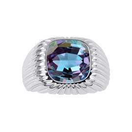 Rylos Men's Ring - Gorgeous 12MM Alexandrite in Solid Sterling Silver Size 10
