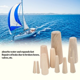 BEIJIALY 10 pcs Marine Boat Wooden Conical Bungs Plugs Set, Marine Tapered Thru Hull Emergency Soft Wood Plugs Drain Plug Set for Boat Yacht