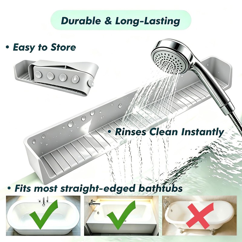 Bathtub Splash Guard with Strong Suction Cups, Silicone Splash Guard