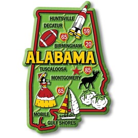 Alabama Colorful State Magnet by Classic Magnets, 2.4" x 3.6", Collectible 3D Rubber Vintage-Style Souvenirs and Gifts Made in The USA