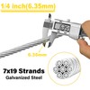 WRFDEC 1/4 Steel Cable with Loops,75Ft Wire Rope with Clamps