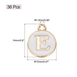 sourcing map 36pcs Pendants Letter Charm Initial Charm Double Sided Enamel Alphabet E for DIY Necklace Bracelet Earrings Jewelry Making Gold & White