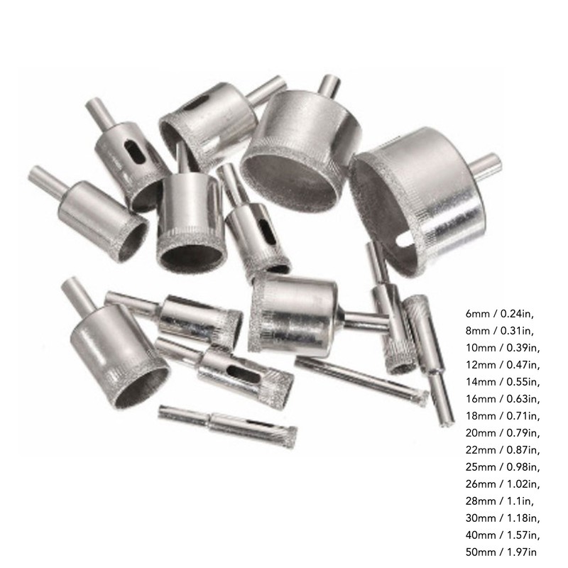 15Pcs Marble Hole Opener Stainless Steel Incisive Marble Drill Bits