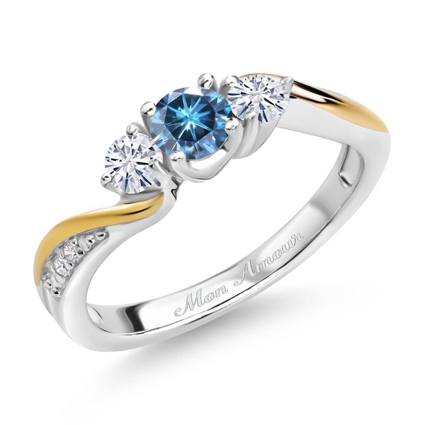 Gem Stone King 925 Sterling Silver and 10K Yellow Gold