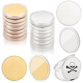 WEBEEDY 20 PCS Blank Challenge Coin Engraving Blanks Coin Metal Stamping Blank Coin 40 mm Round Tags Threaded Edged Coin with Acrylic Protection Box for DIY Crafts Engraving,Gold and Silver