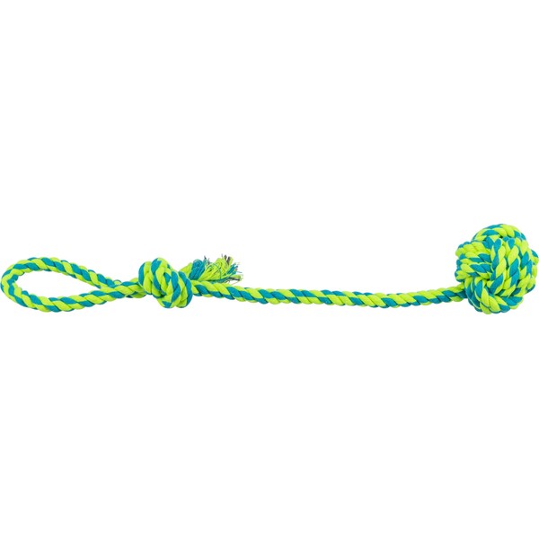 Trixie corde de jeu avec balle tressée, ø 7/50 cm, pétrole/citron vert, 3269, coton/polyester