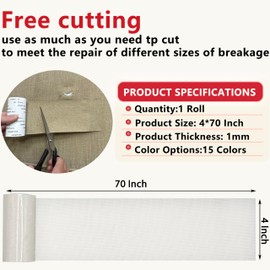 Gheeidau Linen Repair Tape 4x70 Inch Self-Adhesive Couch Patch Repair Fabric Patch for Furniture,Sofas,Cushion,Chairs,Bags,Linen Goods(White)