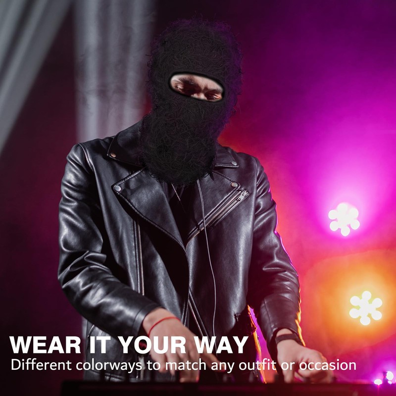 Distressed Balaclava Ski Mask Knitted Full Face Windproof Winter Premium