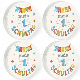 MIJOMA Set of 4 Magic Face Cloths Magic Towel Magic Towel Children's Gift Party Bag Tombola 100% Cotton Unfolds in Warm Water (1st Day of School)