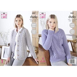 King Cole 5501 Knitting Pattern Womens Sweater and Cardigan in Big Value Poplar Chunky