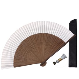 Handmade Bamboo Folding Hand Fan, Japanese Chinese Style Handheld Fan, Elegant Wedding Bridal Decoration, White Handheld Folding Fan