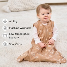 FIEMOL Baby Sleep Sack 0-6 months, 100% Cotton Sleeping Sack for Newborn and Infant, 3 Pack Baby Wearable Blanket for Boy and Girl, 0.5 Tog Lightweight Double Zipper Sleep Bag Coffee Dinosaur Planet