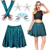 OWOAOOwl Women's Mermaid Costume, Fish Scale Skirt + 2 Pieces