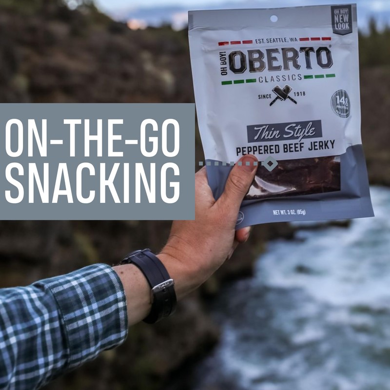 Oh Boy! Oberto Classics Thin Style Peppered Beef Jerky, 1.2