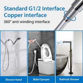 Jasya Shower Hose,Explosion Proof Anti Winding Silicone Showerhead Hose, Used In Showerheads Spray Bidet Bathing Toilet Cleaning Pet Flexible Shower hose replacement (Black, 48 In)