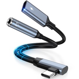 [2024 HiFi Sound Quality] Type C Earphones, Converter, L-Shaped Type C Adapter, 2 in 1 Adapter, Type-C to 3.5 mm, PD, 60 W, Rapid Charging, Simultaneous Calling Capability, Music Adjustment, Equipped