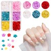 2 Boxes 12 Grids 3D Flower Nail Charms Resin DIY