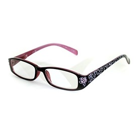 "Lotus" Slim Floral Readers for Women (Black/Amethyst +2.00)