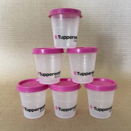Tupperware Tupper Mini Midget Containers (Set of 6) #4789, Pink Seal #201 New
