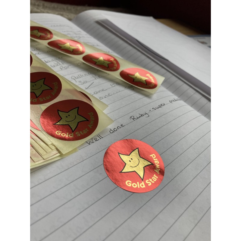 Gold Star Metallic Star Stickers (38mm). Bulk Pack of 120