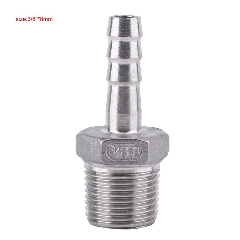 Hose Connector Ribbed Male Thread Stainless Steel SS304 55° BSPT