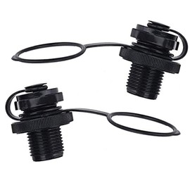 Xrten Pack of 2 Inflatable Boat Valve, Inflatable Air Valve, Kayak Valve, Replacement Screw Air Valve for Dinghy, Fishing Boats, Inflatable Dinghy Raft Pool Boat, Black
