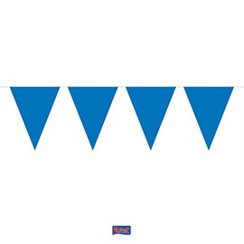 Bunting Blue 10 metres long with 15 Flags, Triangle, Plastic