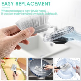 Brush Refills for OXO Dish Brush, 4 Pack Dish Brush Cleaning Soap Dispensing Head Replacement, Soap Dispensing Dish Brush Refills, Brush Dispenser Refill for Scrubber