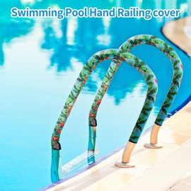 2 Pack Pool Handrail Covers,Summer Palm Tree Leaves Pool Railing Covers with Zipper,Slip Resistant Pool Handle Rail Cover,Pool Handle Sleeve Protector.Sleeve Handle for Swimming Inground (Green, 4ft)
