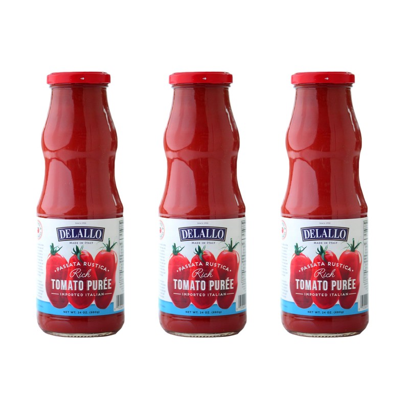 DeLallo Classic Passata Rustica Rich Tomato Puree, 24 oz. Jar,