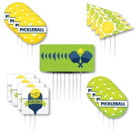 Big Dot of Happiness Let’s Rally - Pickleball - Dessert Cupcake Toppers - Birthday or Retirement Party Clear Treat Picks - Set of 24