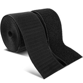 2Inch Wide Sew On Hook and Loop Strips, 6 Ft Nylon Strips Fabric Fastener Interlocking Tape Industrial Strength, Heavy Duty Strip Hook and Loop Tape for Clothing Sewing DIY Projects(Black)