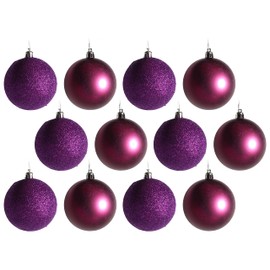 Blue Whale Gifts Rich Purple Christmas Tree Large 8cm Baubles Decorations (Set of 12)