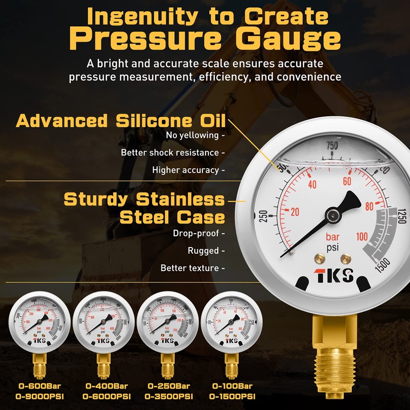 YFIXTOOL Hydraulic Pressure Gauge Test Set for Excavator, Pressure Tester
