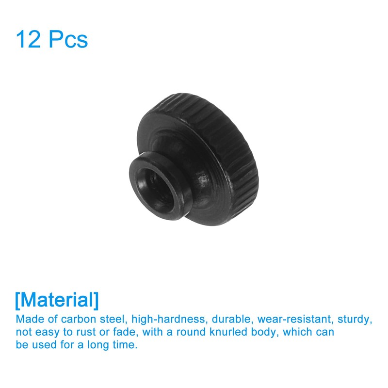 QUARKZMAN Knurled Thumb Nuts, 12 Pieces M3 Carbon Steel Nut