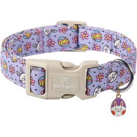 Maca Bates Easter Egg Purple Rabbit Cute Dog Collar Stripe Collars for Girl and Boy Female Male para Perros Chihuahua Pitbull Birthday Gift for Small Medium Large Puppy