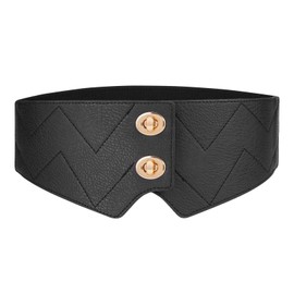YooAi Wide Elastic Belt for Women Dresses Fashion Leather Corset Belt Stretch Cinch Waist Belt for Lady Girls Black 81cm