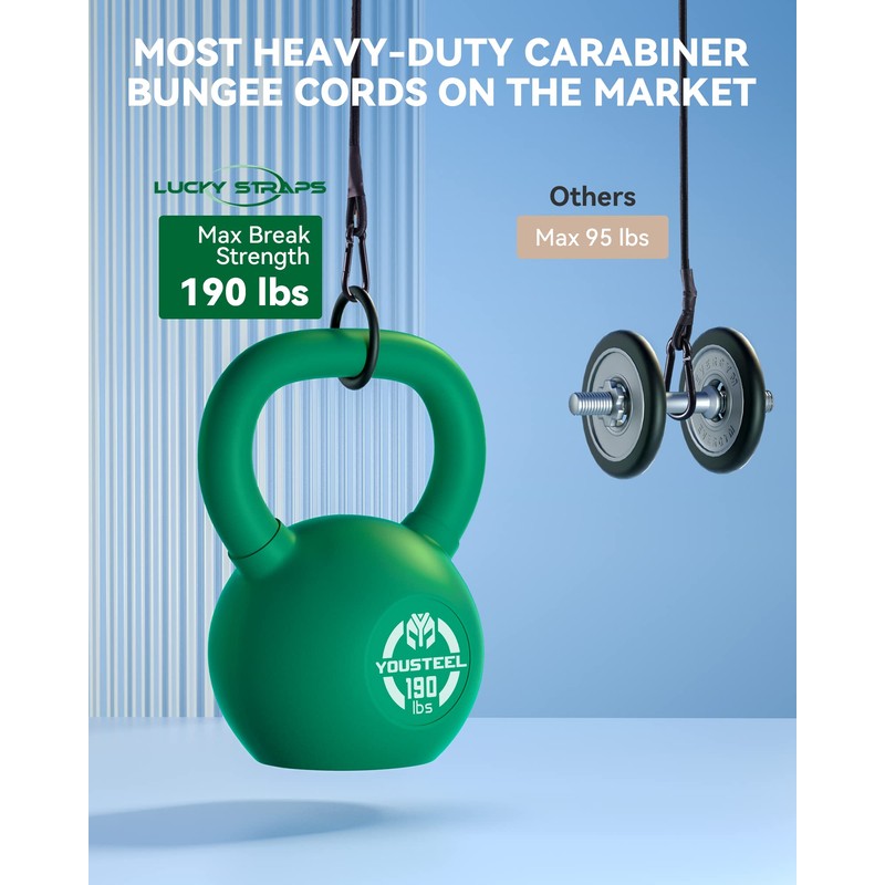 96'' Real Heavy Duty Carabiner Bungee Cords Outdoor with 190