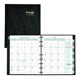 Blueline 2022 EcoLogix CoilPro Monthly Planner, 14 Months, December 2021 to January 2023, Twin-Wire Binding, 8.875" x 7.125", Black, Bilingual (C430C.81B-22)