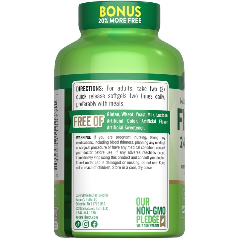Nature's Truth Fish Oil 2400mg | 120 Quick Release Softgels
