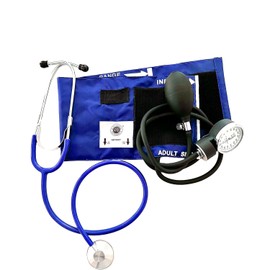EMI # 300 Deluxe Aneroid Sphygmomanometer Blood Pressure Monitor Set with Adult Cuff and Carrying Case and Includes Basic Stethoscope (Royal)