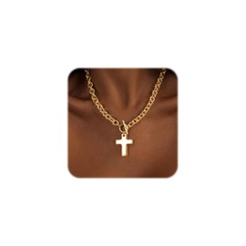 Floralgrace Dicke Goldkette Für Damen 14K Gold Kreuzkette Für Damen Große Kreuzkette Halskette Mit Kreuz Anhänger Trendiger