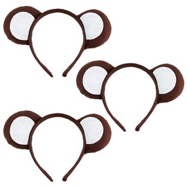 MEISH 3pcs Monkey Ears Headband Monkey Fancy Costume Animals Hair Hoop Animals Party Supplies for Kids and Adult