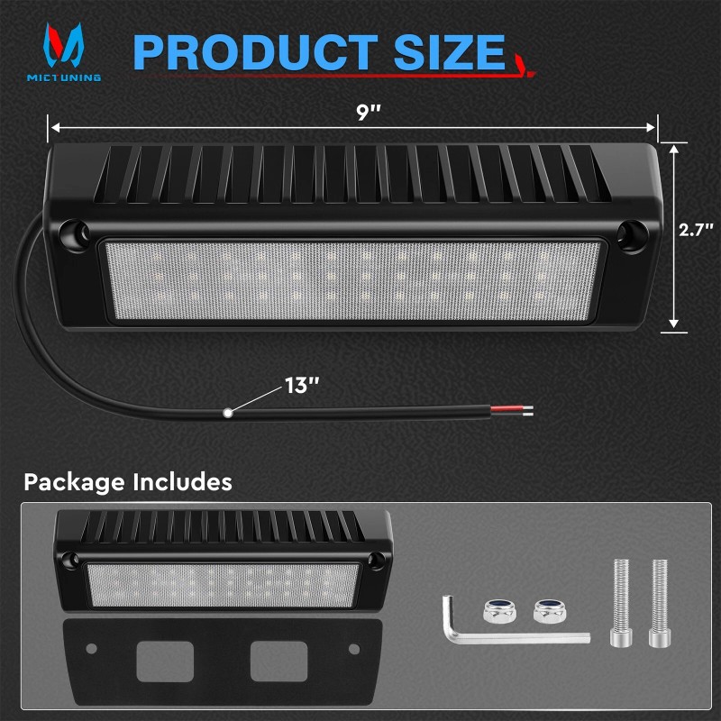 MICTUNING 1pc RV Porch Light, 9" Inch 54W 2000LM Camper