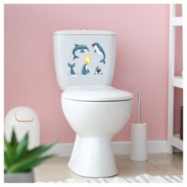 x5 Fun Dolphin Stickers for Wall Decor, Covering Marks, Mugs & Cups, Car Bumpers, Shower & Tile, Toilets, Laptop & More Sea Animal Vinyl Decals, Hardwearing Waterproof (Fun Dolphins)